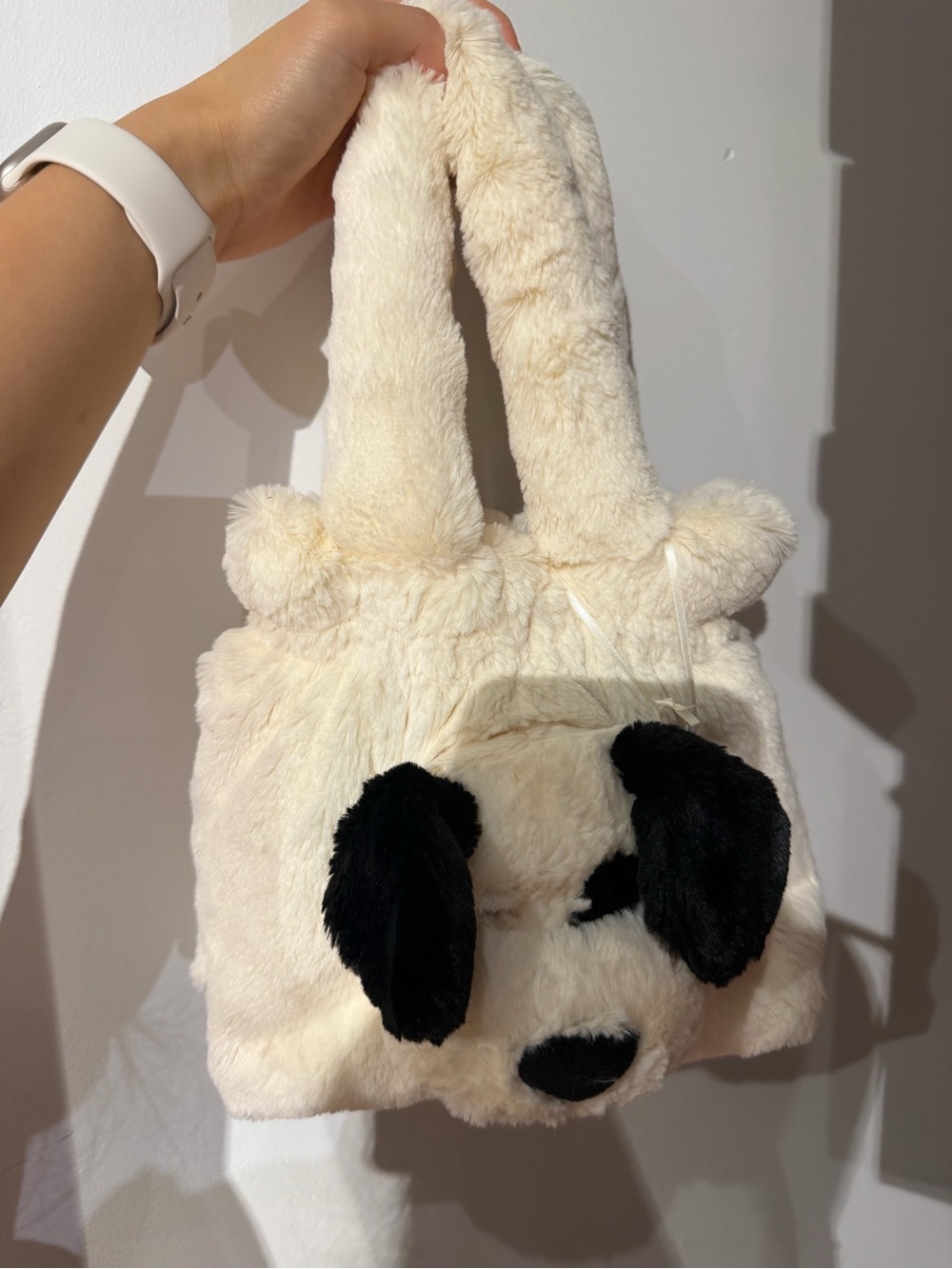 Jellycat Cream Plush Pup Handbag with Black Ear Accents